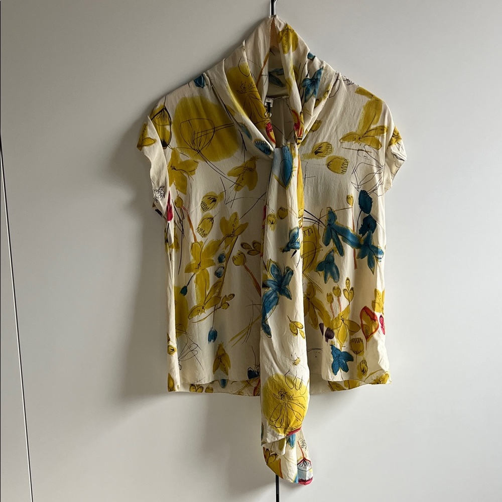 Twenty8Twelve Floral Print 100% Silk Top, Size XS